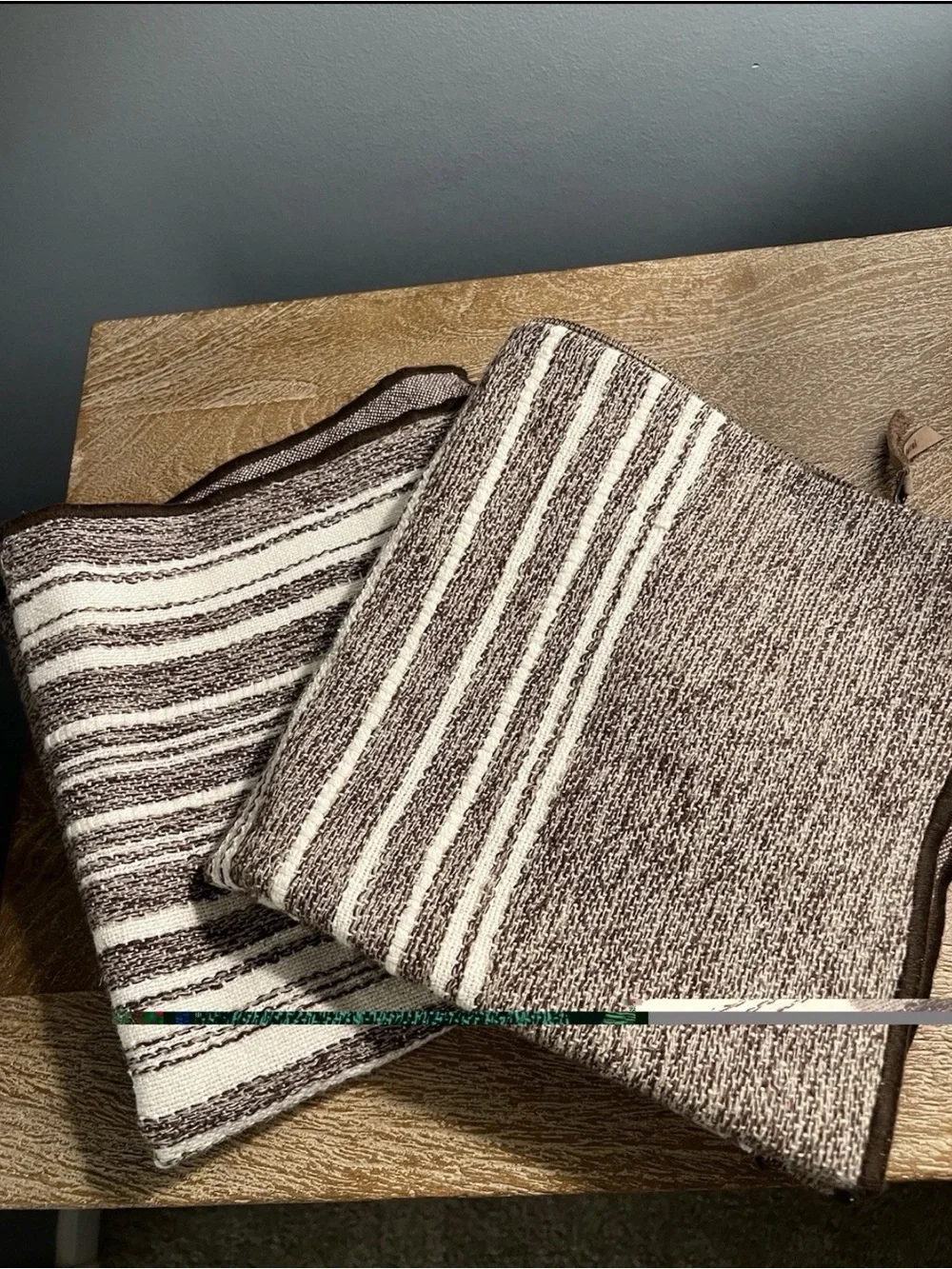Crate&Barrel Brown and Cream Woven Pillow Covers (2)